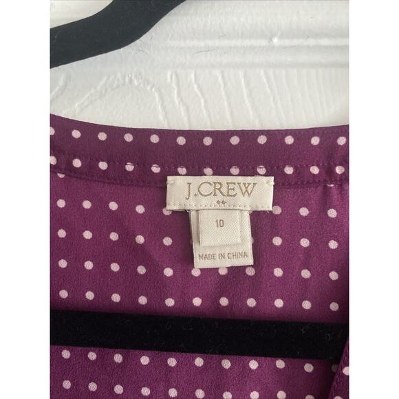 J.Crew Women's 10 Purple Polka Dot Blouse Cap Sleeve Career Work Top Spring - Picture 3 of 5
